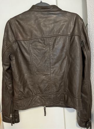 Chaqueta cuero Massimo Dutti marrón