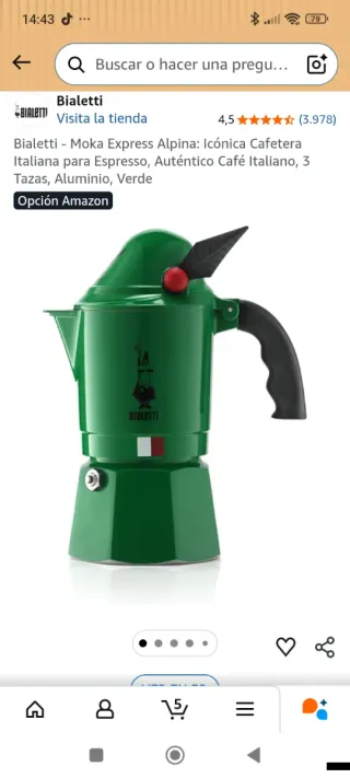 Cafetera Bialetti Moka Express Alpina Verde