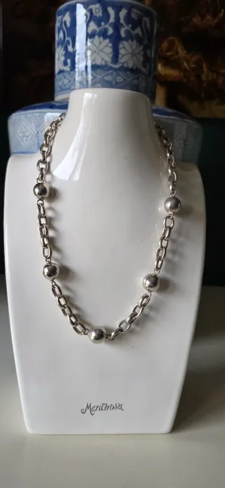 Gargantilla collar de plata de ley años 80