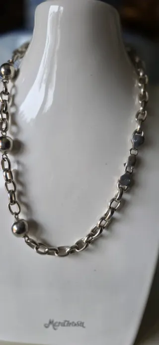 Gargantilla collar de plata de ley años 80