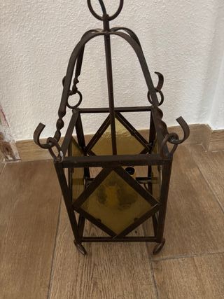 Lámpara colgante vintage metal y cristal