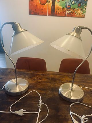2 Lámparas de Mesa IKEA Plata y Blanca