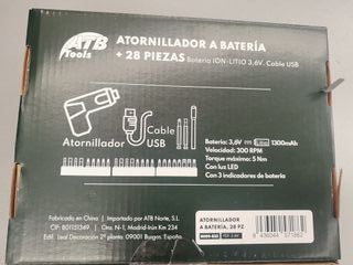 Atornillador a batería ATB + 28 piezas