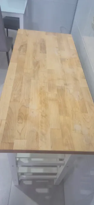 Mesa auxiliar cocina madera y ruedas