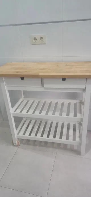 Mesa auxiliar cocina madera y ruedas