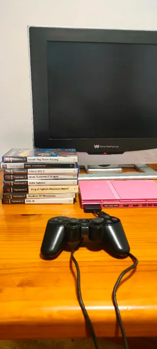 Pack Consola PS2 Rosa + 8 Juegos +tv