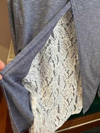 Camiseta rayas manga larga con encaje