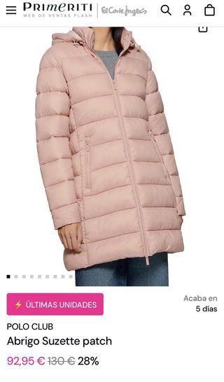 Abrigo Polo Mujer Talla S Rosa