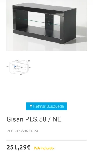 Mueble TV Negro con Estantes de Cristal