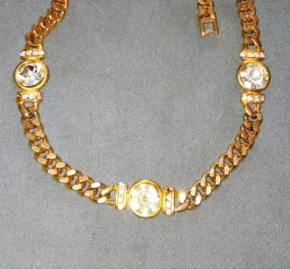 Collana vintage con Zirconi acciaio placcato oro