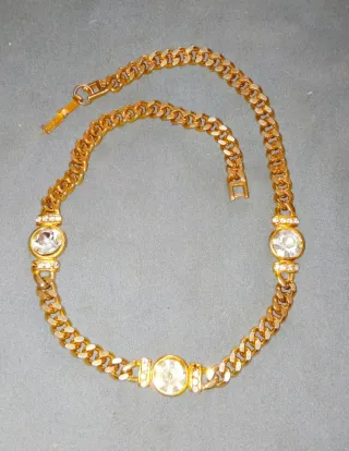 Collana vintage con Zirconi acciaio placcato oro