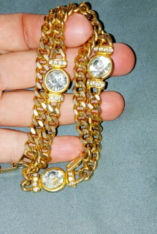 Collana vintage con Zirconi acciaio placcato oro