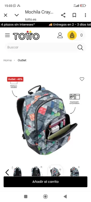 Mochila Totto diseño bloques construcción.