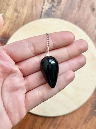 Péndulo Peonza Mineral Obsidiana Negra