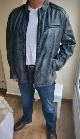 Cazadora de cuero Milestone de hombre. Talla XL