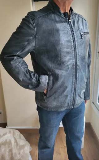 Cazadora de cuero Milestone de hombre. Talla XL