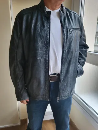 Cazadora de cuero Milestone de hombre. Talla XL