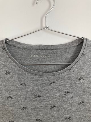 Camiseta Pier One Gris Estampada Bicicletas