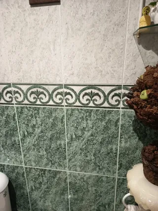 Azulejos de pared verdes y blancos