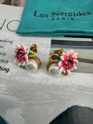 Pendientes Les Néréides Flor Perla y Mariquita