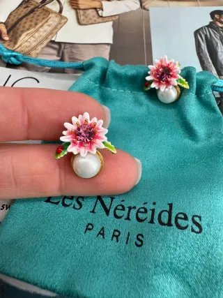 Pendientes Les Néréides Flor Perla y Mariquita