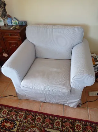 Sillón individual Ikea gris y blanco