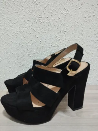 Zapatos de tacón negros plataforma talla 37