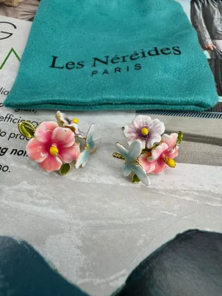 Pendientes Les Néréides Flores y Mariposas