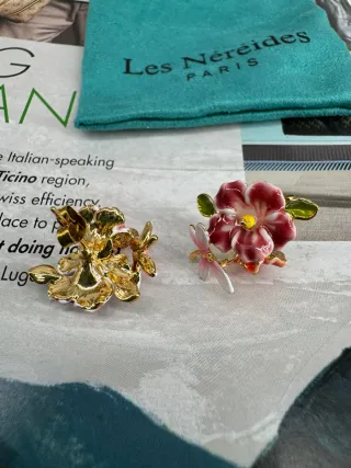 Pendientes Les Néréides Flores y Libélula