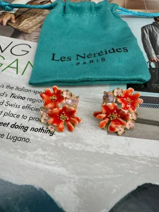 Pendientes Les Nereides Flores Naranja y Rosa