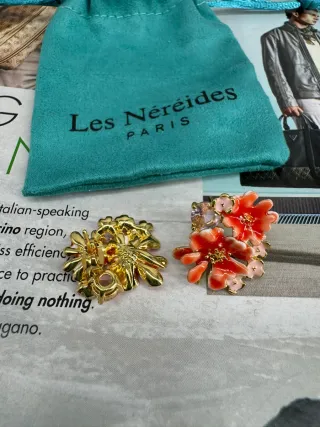 Pendientes Les Nereides Flores Naranja y Rosa