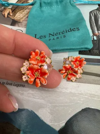 Pendientes Les Nereides Flores Naranja y Rosa