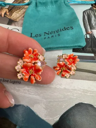 Pendientes Les Nereides Flores Naranja y Rosa