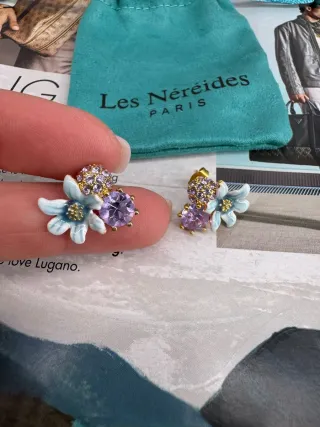 Pendientes Les Néréides Flores Lila y Azul