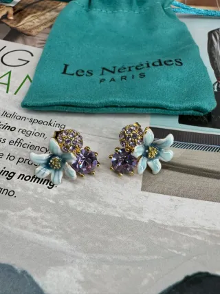 Pendientes Les Néréides Flores Lila y Azul