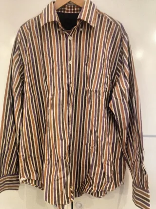 Camisa de rayas marrón y morado Pedro del Hierro