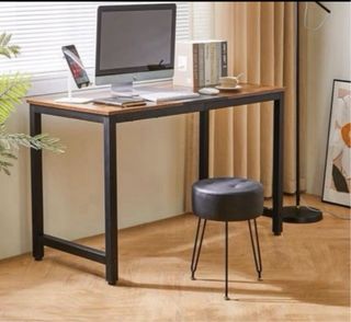 Nuovo Pouf in Pelle Nera con Piedi Metallici