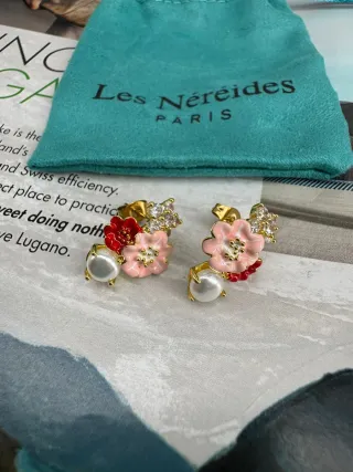 Pendientes Les Néréides Flores Perla