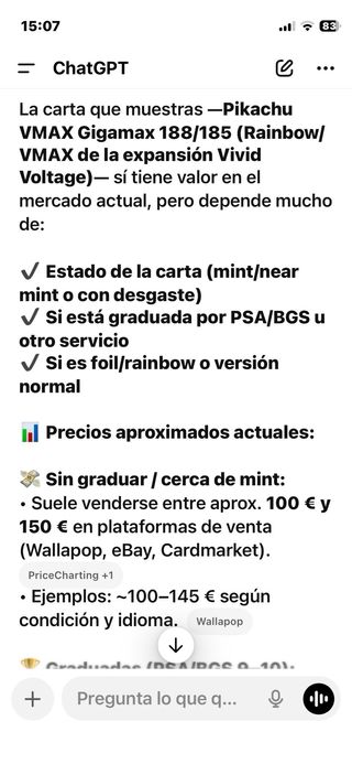 Carta Pokémon Pikachu VMAX Arcoíris