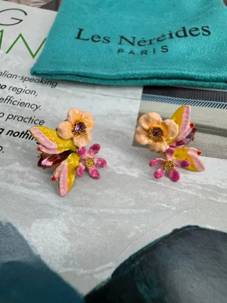 Pendientes Les Nereides Flores Rosa y Amarillo