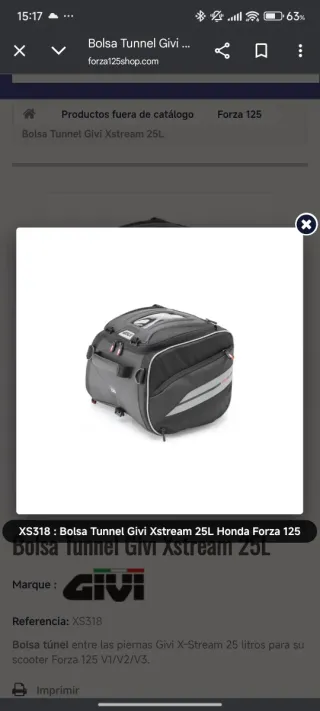 Bolsa GIVI XS318 XSTREAM-EVO Negra/Gris