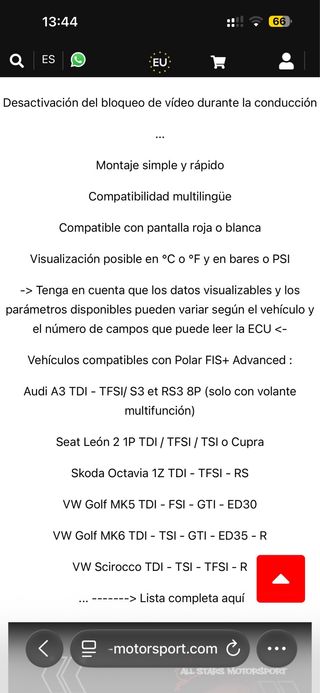 Polar Fis + Advanced PF04 Audi Skoda