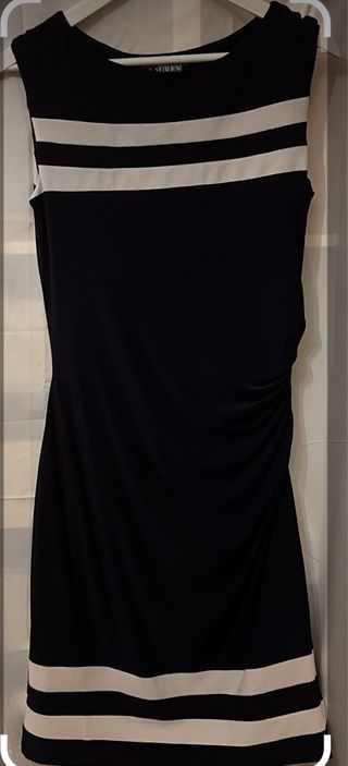 Vestido Ralph Lauren Rayas Azul Marino Blanco