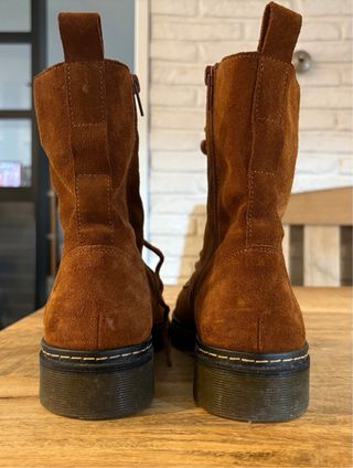 Botas militares de piel con cremallera