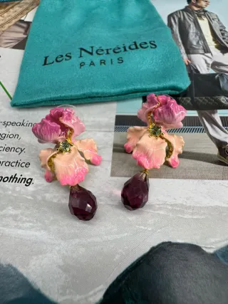 Pendientes Les Néréides Florales Morado Rosa