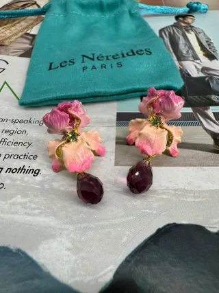 Pendientes Les Néréides Florales Morado Rosa