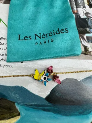 Pendientes Les Néréides Mariposa y Flor Azul