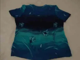 Blusa gasa floral azul y celeste