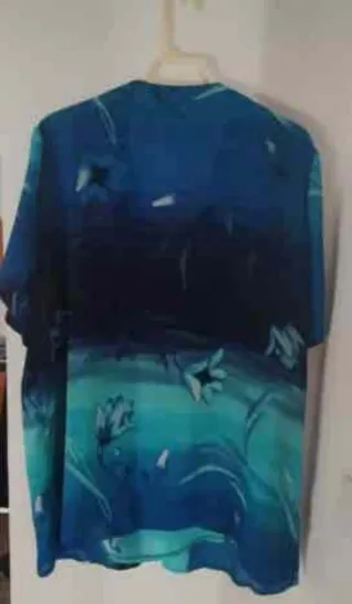 Blusa gasa floral azul y celeste