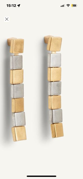 Pendientes largos Zara dorados y plateados